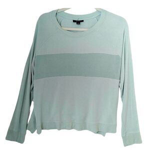 Alfani Intamates Womens Blue Foam Striped Crewneck Long Sleeve Knit Pullover M